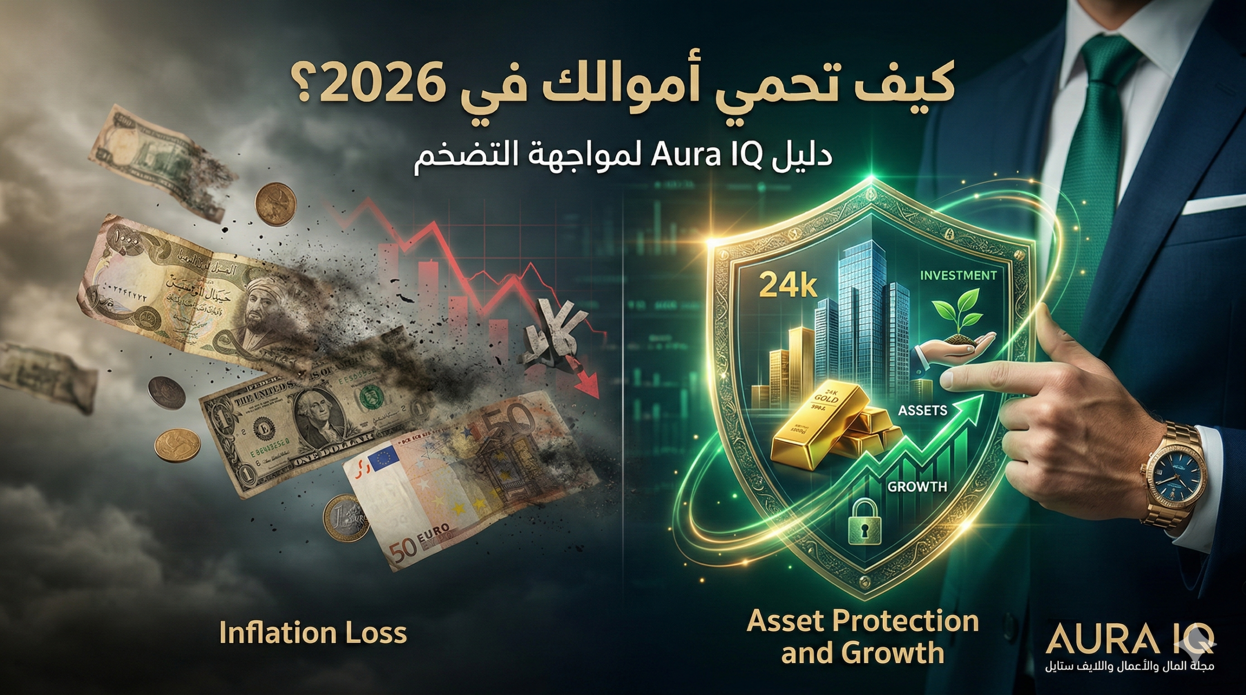 شيفرة الدينار في 2026: كيف تحمي مدخراتك من غول التضخم؟ (دليل Aura IQ الشامل)